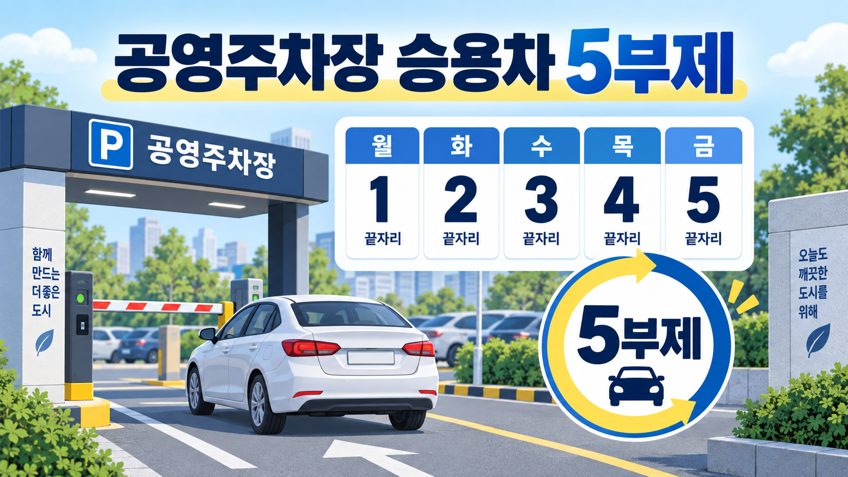 공영주차장 승용차 5부제 안내 정보카드