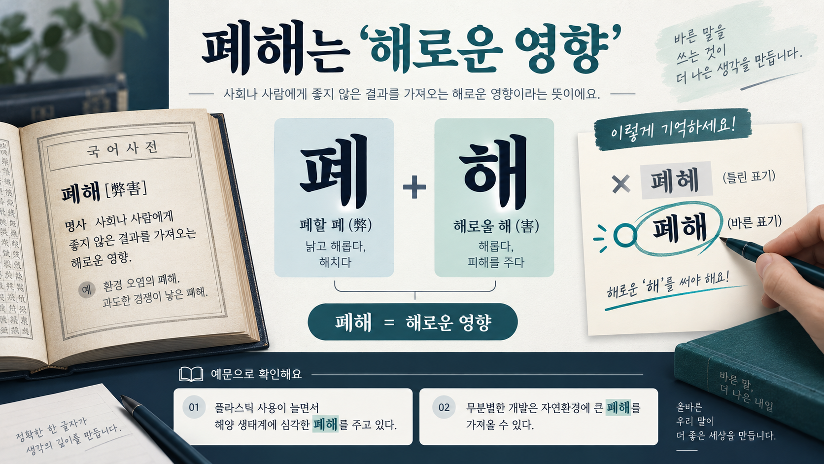 폐해의 의미와 올바른 표기를 기억하는 정보카드