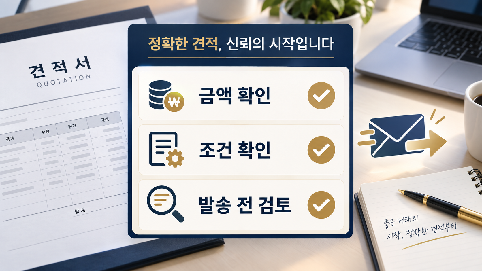 견적서 발송 전 검토 체크리스트 정보카드