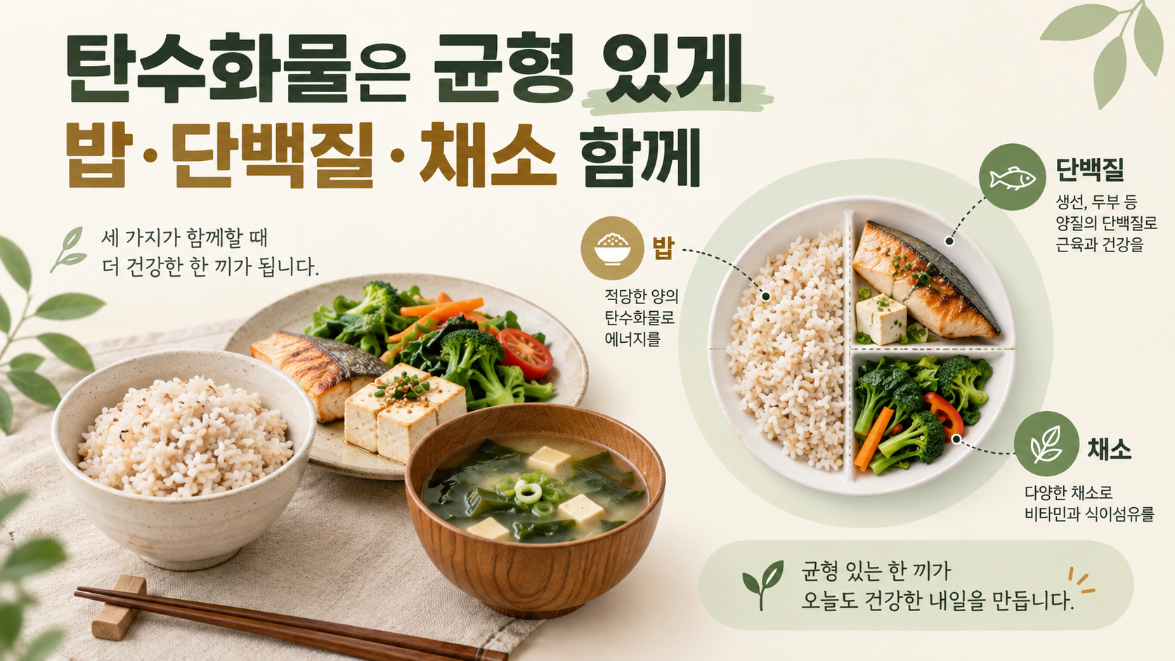 밥 단백질 채소 균형 식사 정보 카드