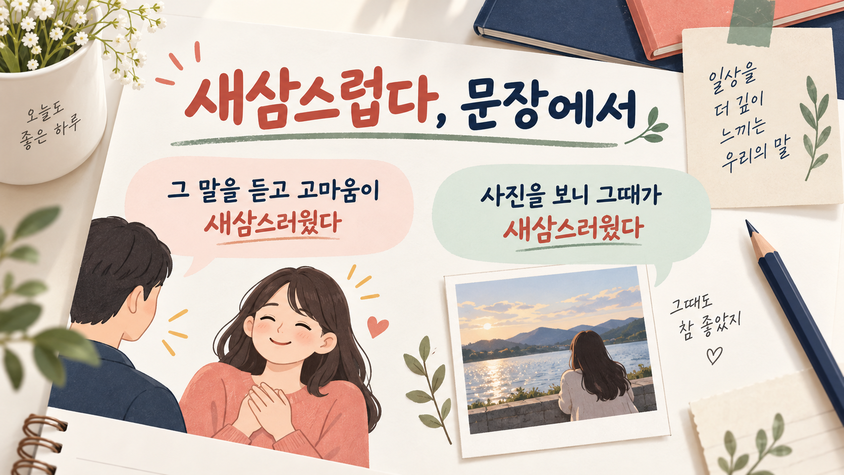 새삼스럽다를 문장에 쓰는 방법을 보여 주는 한국형 정보카드