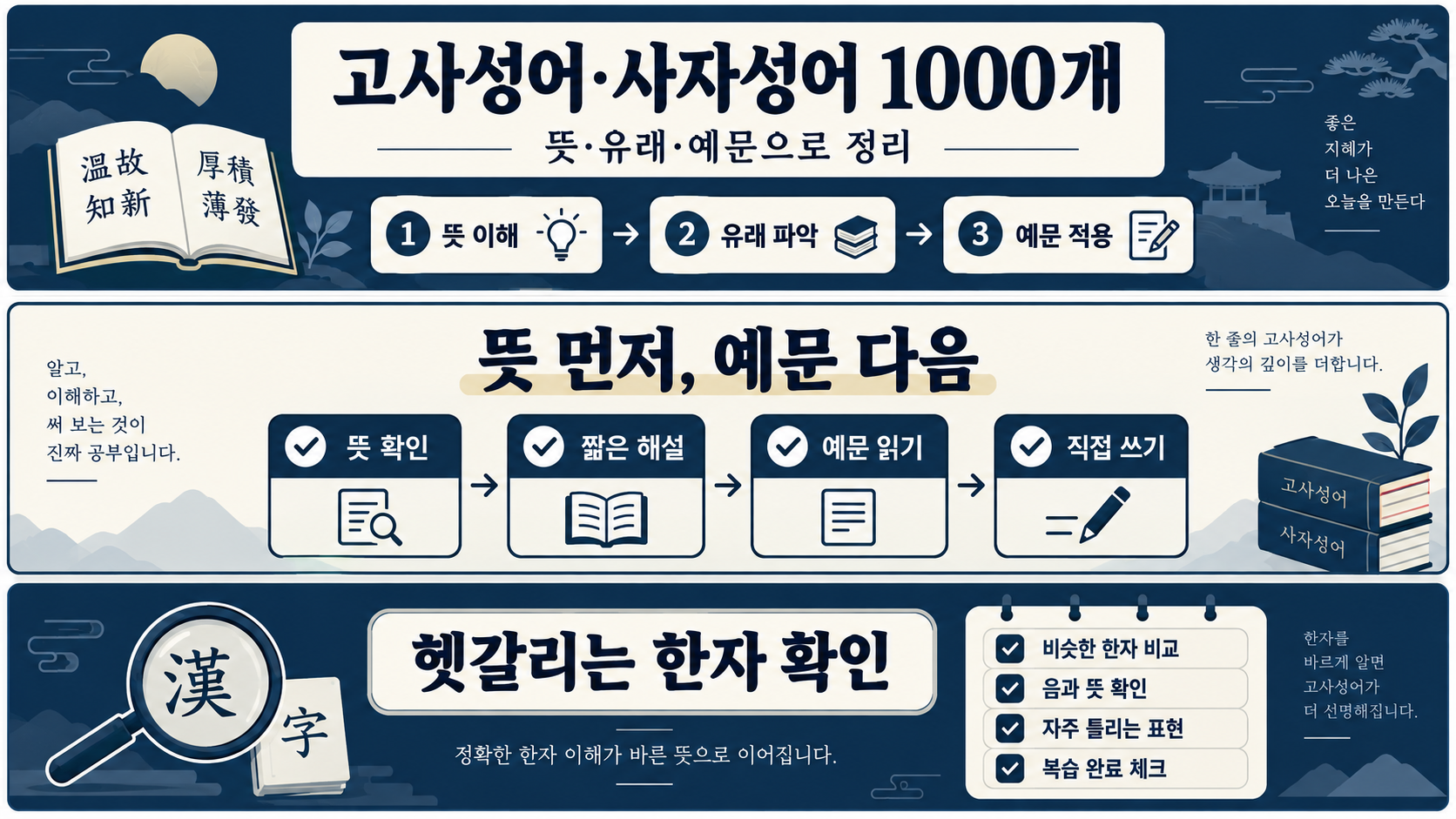 고사성어와 사자성어의 헷갈리는 한자를 점검하는 복습 체크리스트