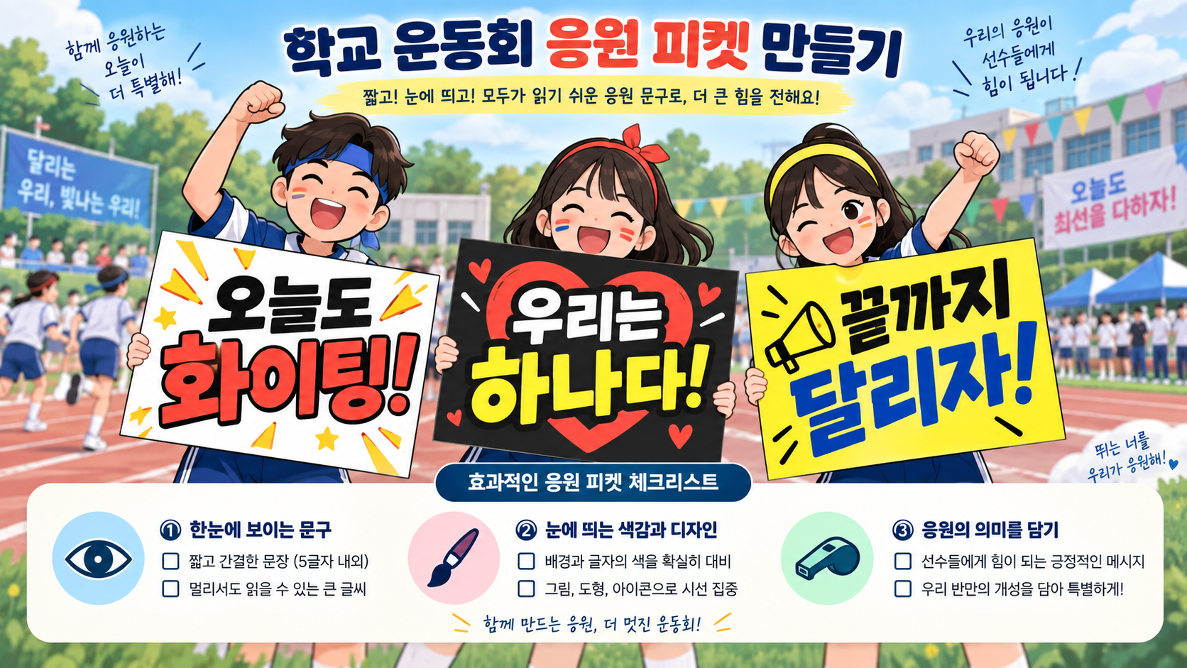 체육대회 응원 피켓 만들기 체크리스트 한국형 정보카드