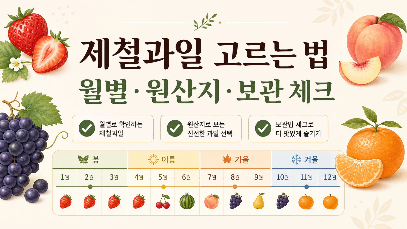 제철과일 고르는 법과 월별 원산지 보관 체크 정보카드