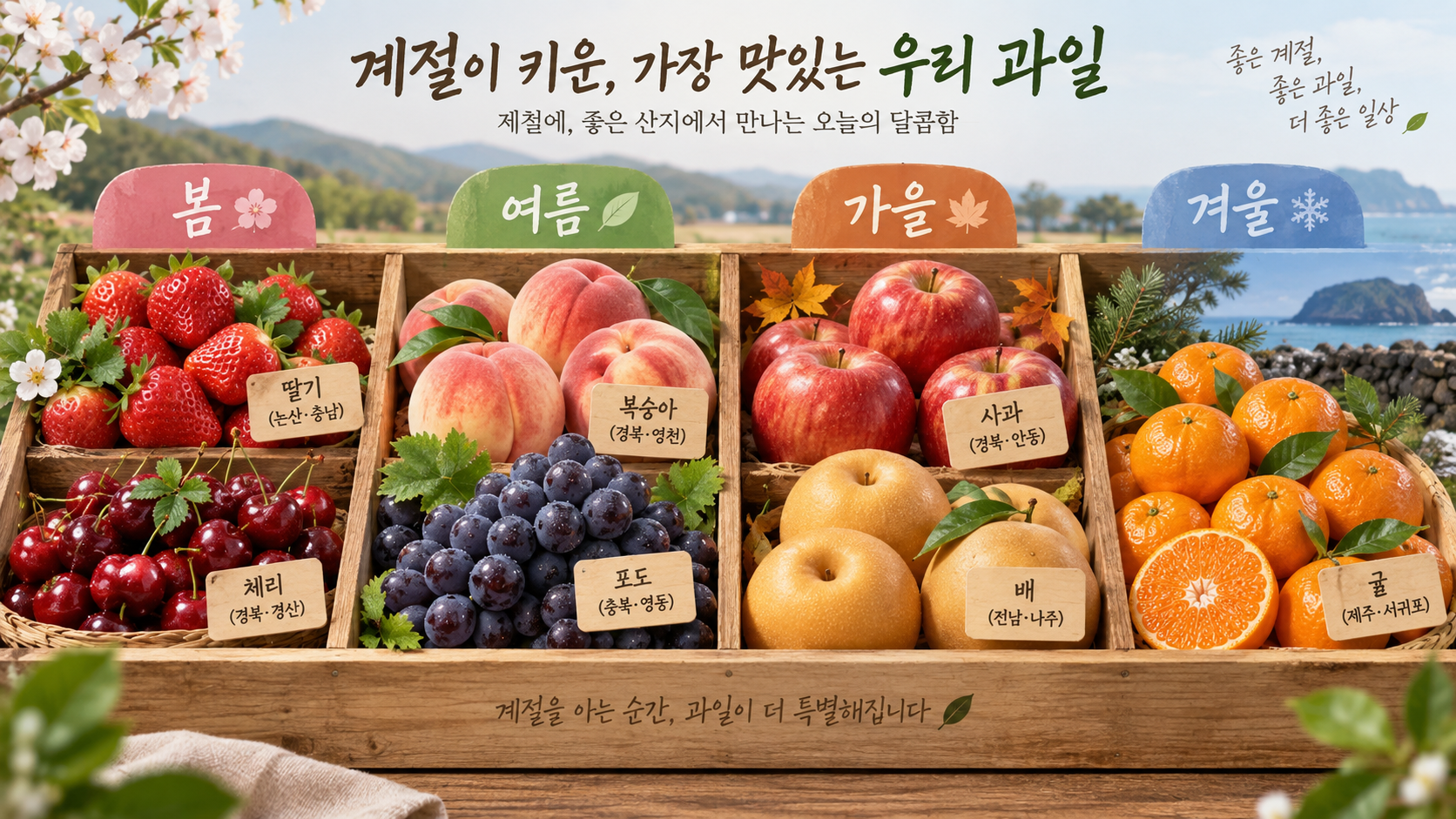 계절과 산지별 국내 과일 바구니 정보카드