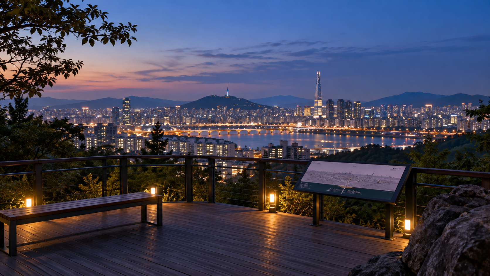 서울 도심의 조용한 야경 전망 공간