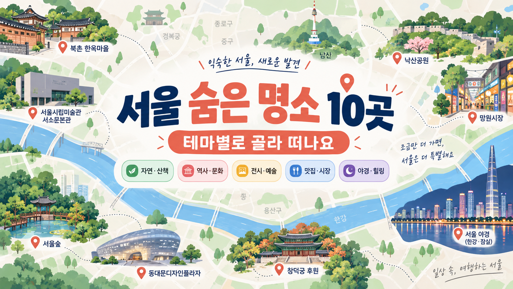 서울 숨은 명소 10곳을 테마별로 고르는 정보카드