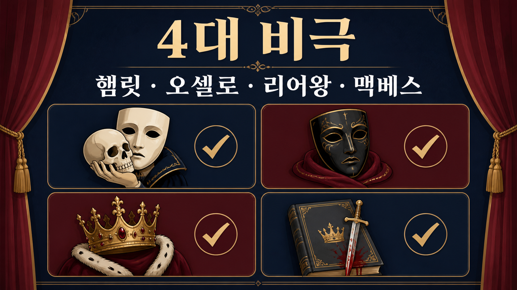 셰익스피어 4대 비극 작품을 정리한 한국어 정보카드