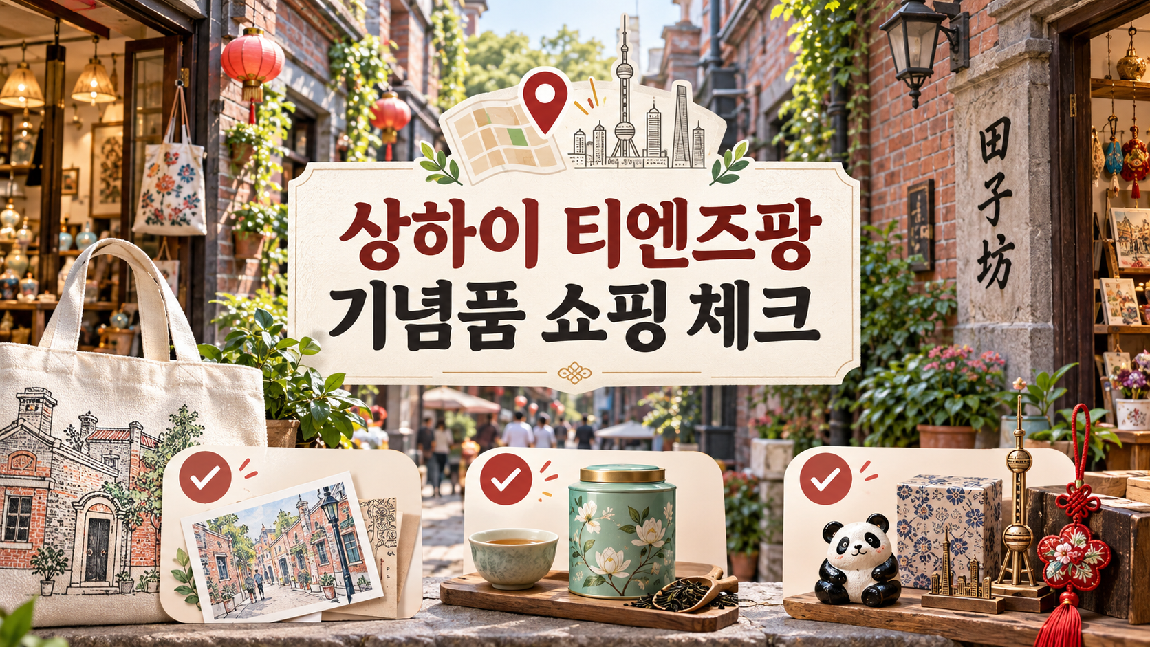 상하이 티엔즈팡 기념품 쇼핑 체크를 담은 한국어 정보카드