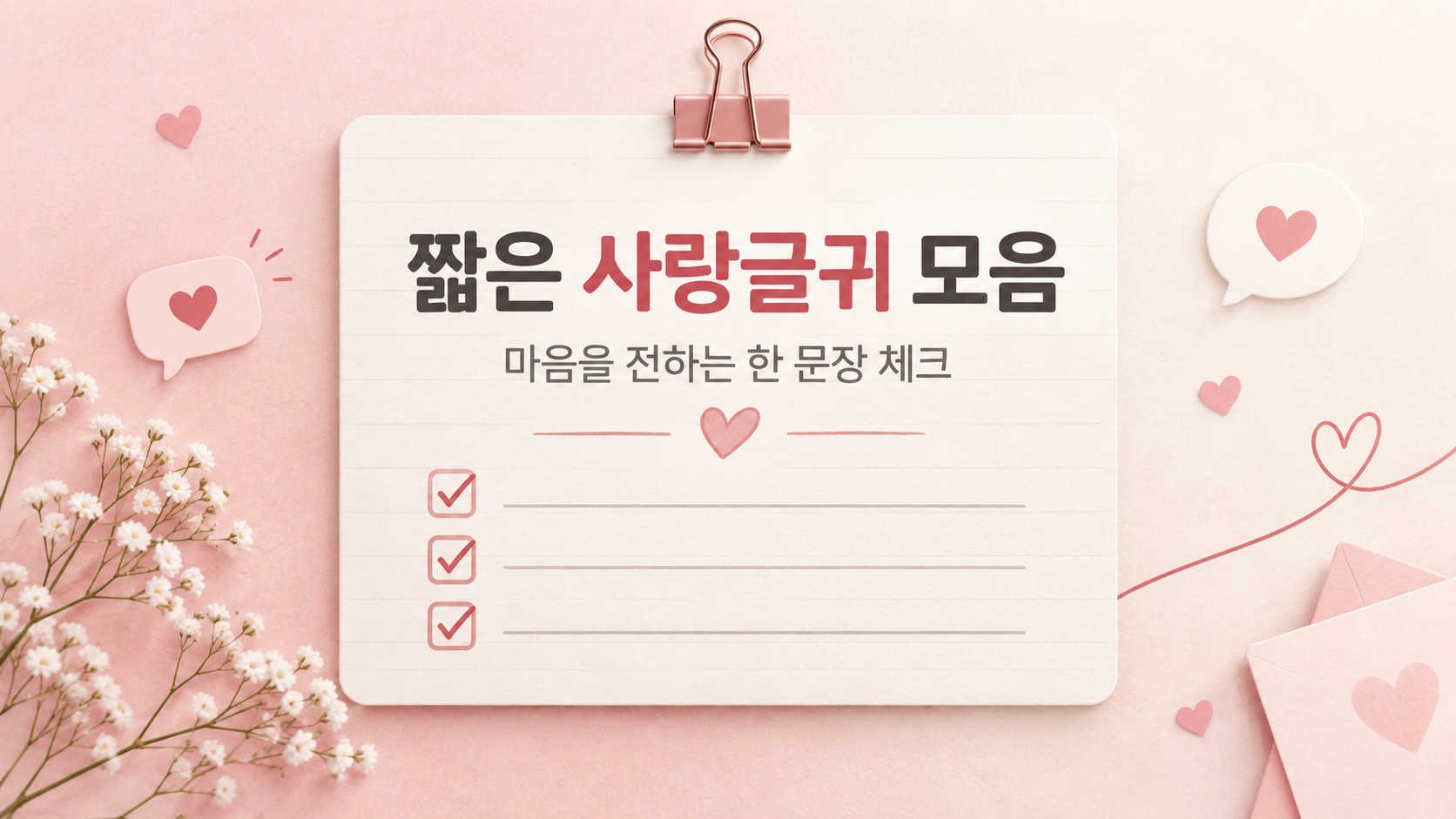 짧은 사랑글귀 모음과 마음을 전하는 한 문장 체크 정보카드