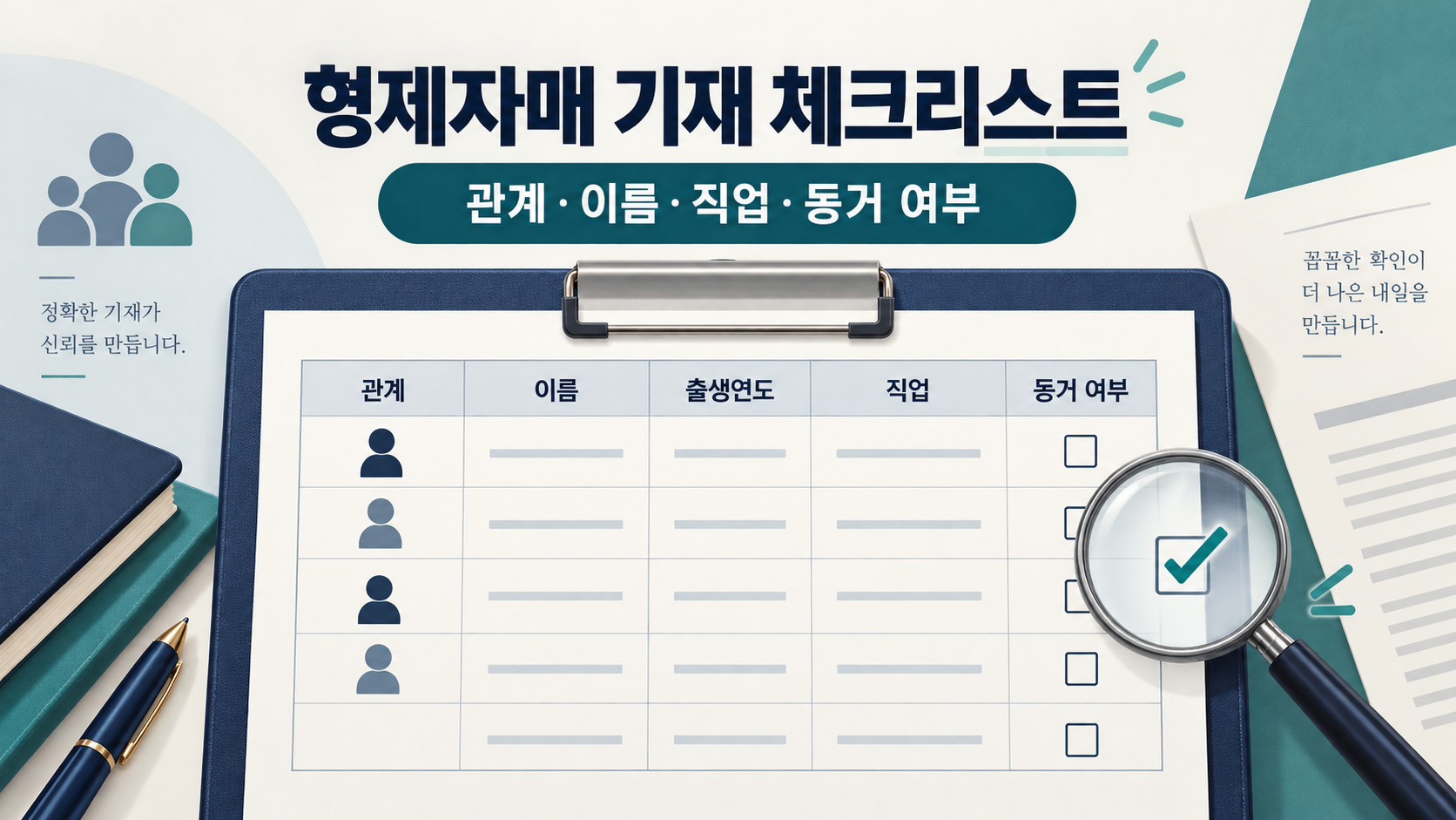 형제자매 기재 체크리스트 정보 카드