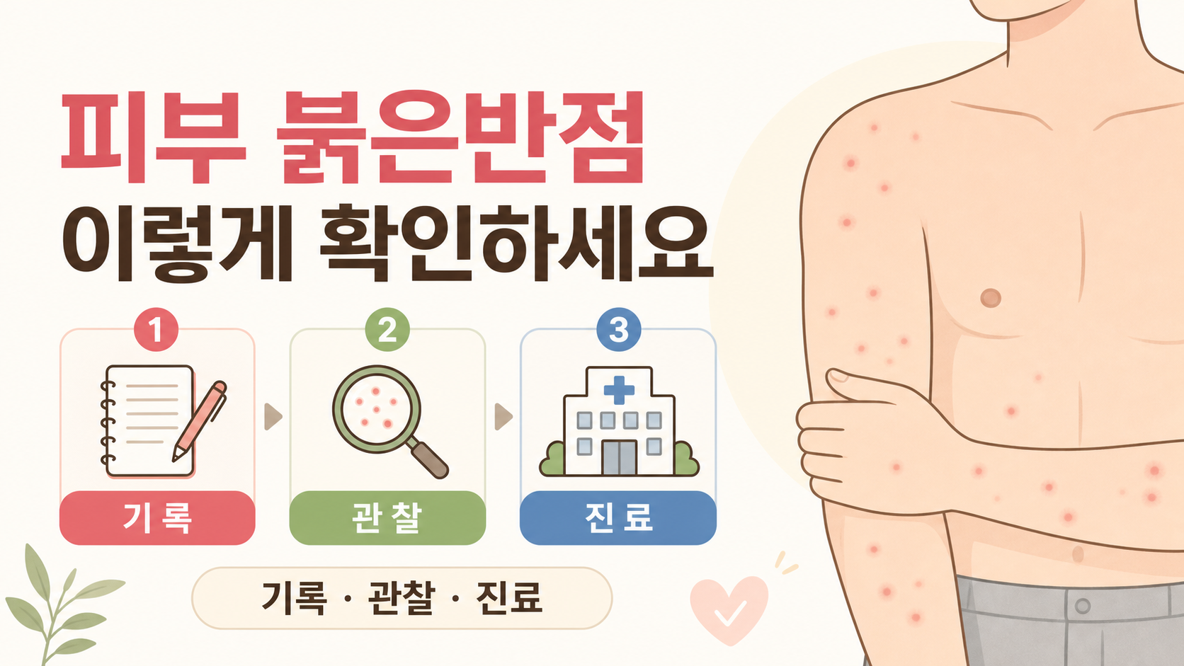 피부 붉은반점은 기록, 관찰, 진료 순서로 확인하라는 한국어 정보카드