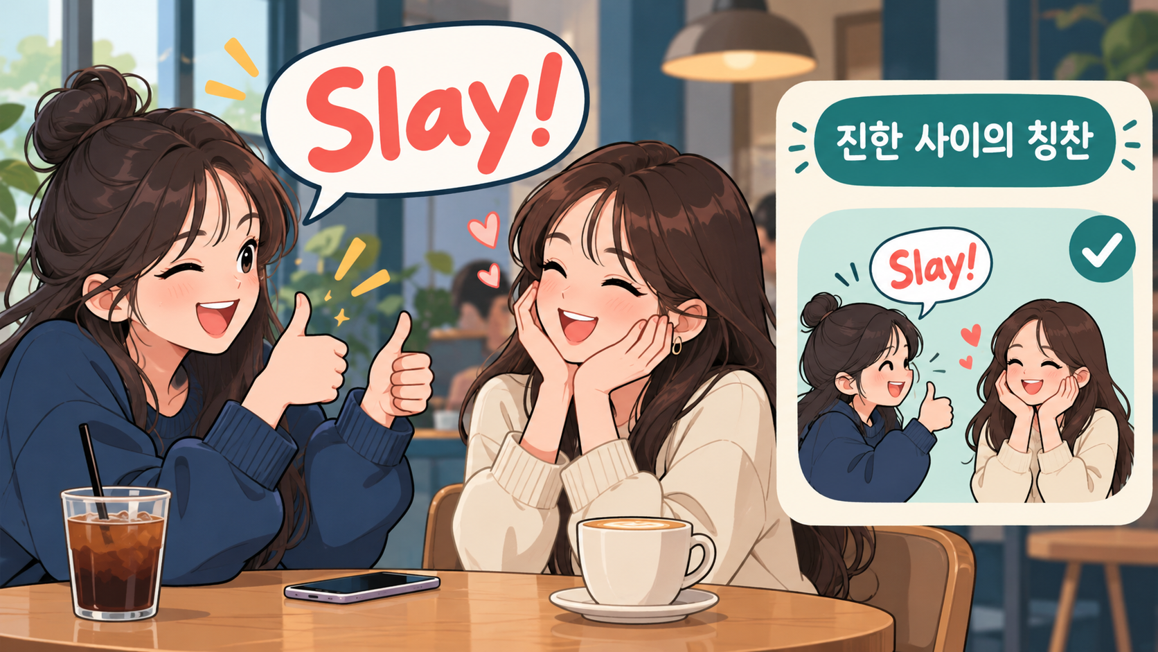 Slay와 친한 사이의 칭찬 문구가 있는 대화 예절 카드