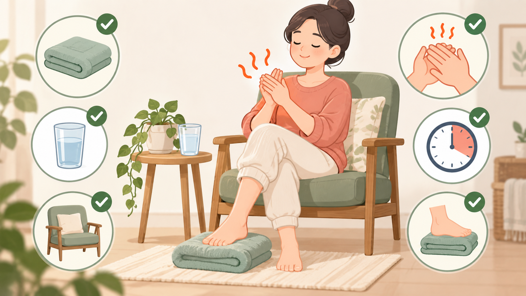 수건을 받치고 발 마사지를 준비하는 모습 정보카드