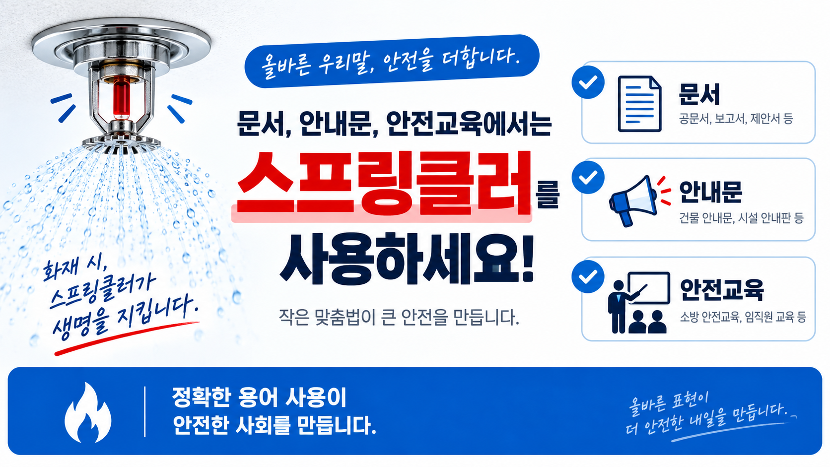 문서와 안내문에서 스프링클러 표기를 확인하는 체크리스트 정보카드