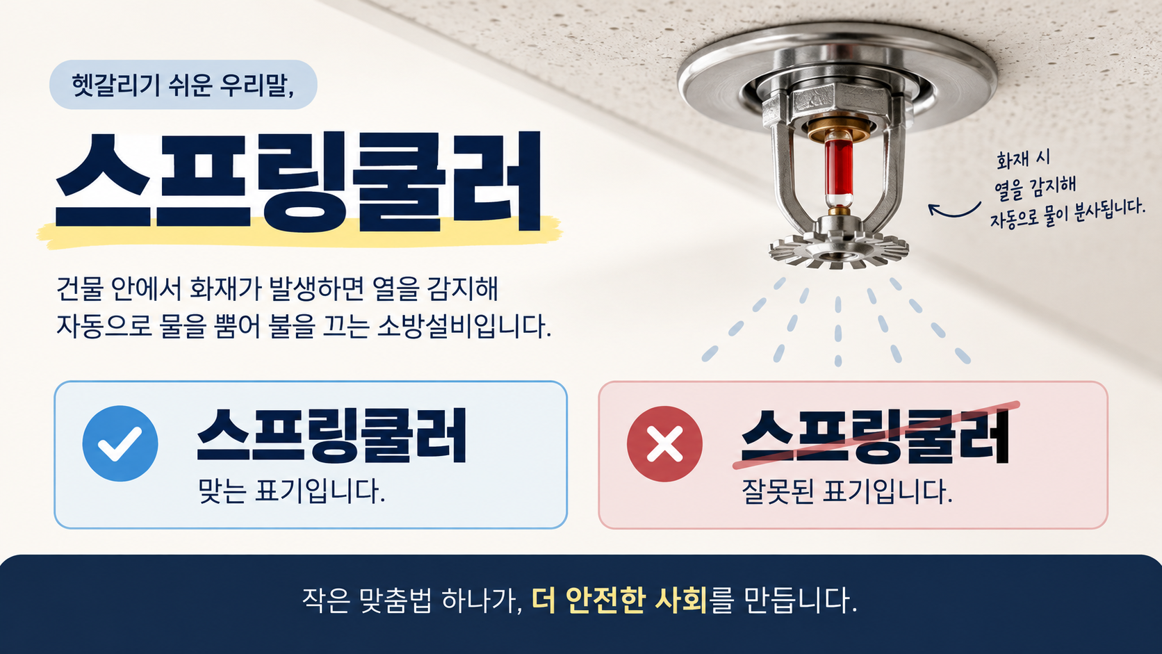 스프링클러가 맞는 표기임을 보여 주는 정보카드