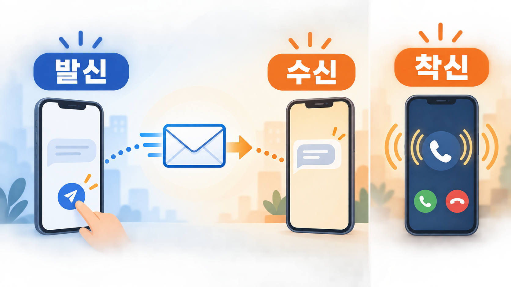 발신 수신 착신의 흐름을 보여 주는 정보카드