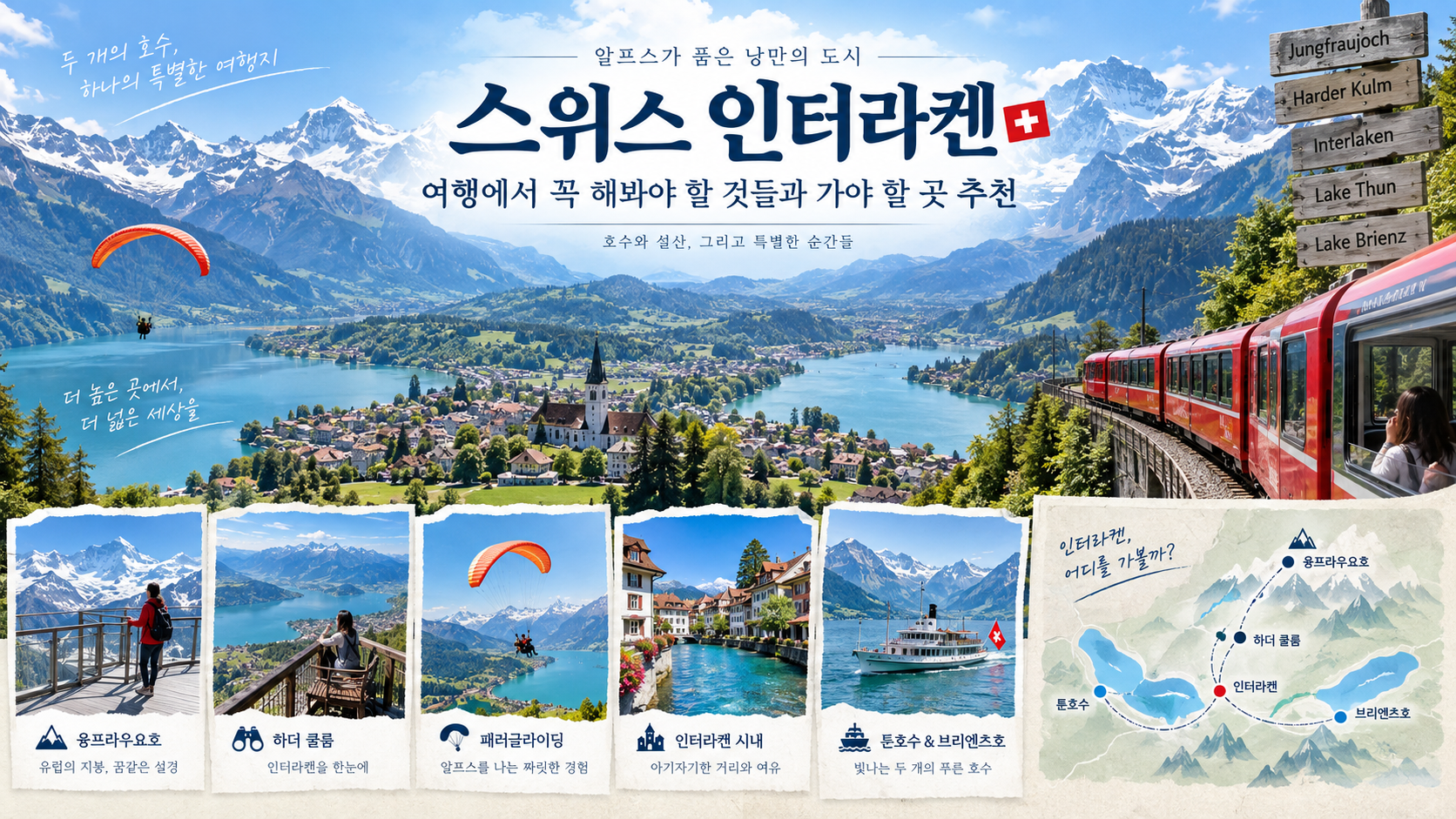 알프스와 호수, 산악열차를 담은 스위스 인터라켄 여행 정보카드
