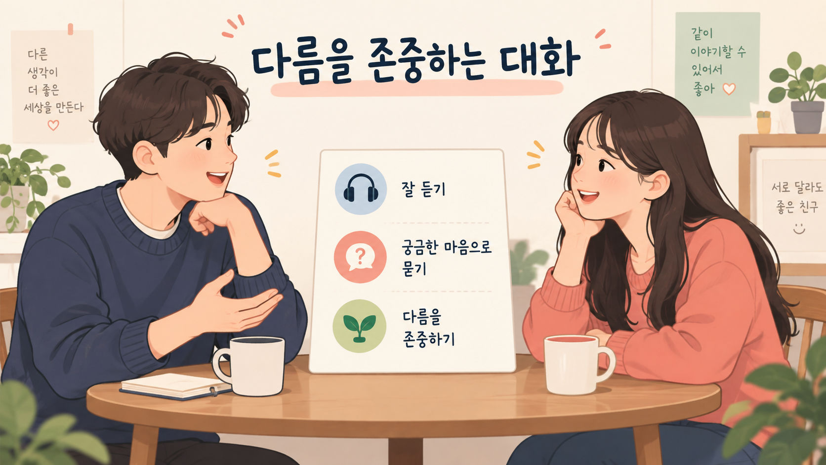 서로의 다름을 존중하며 대화하는 정보카드