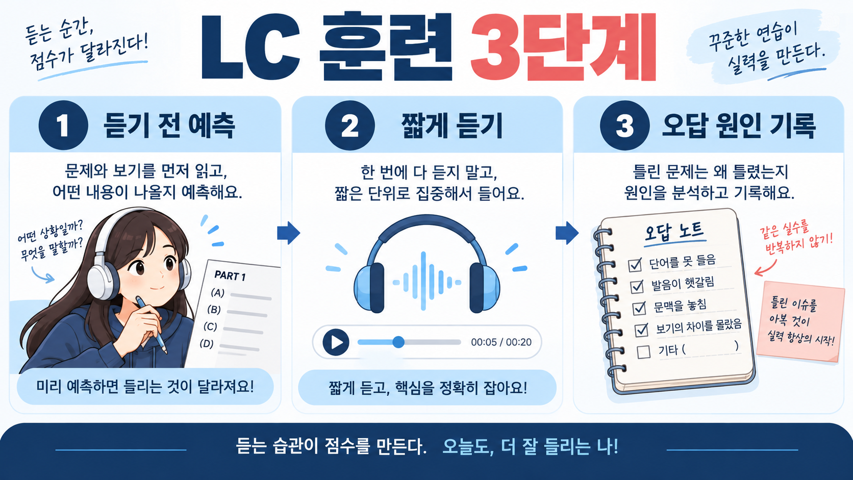 토익 LC 훈련 3단계 정보 카드