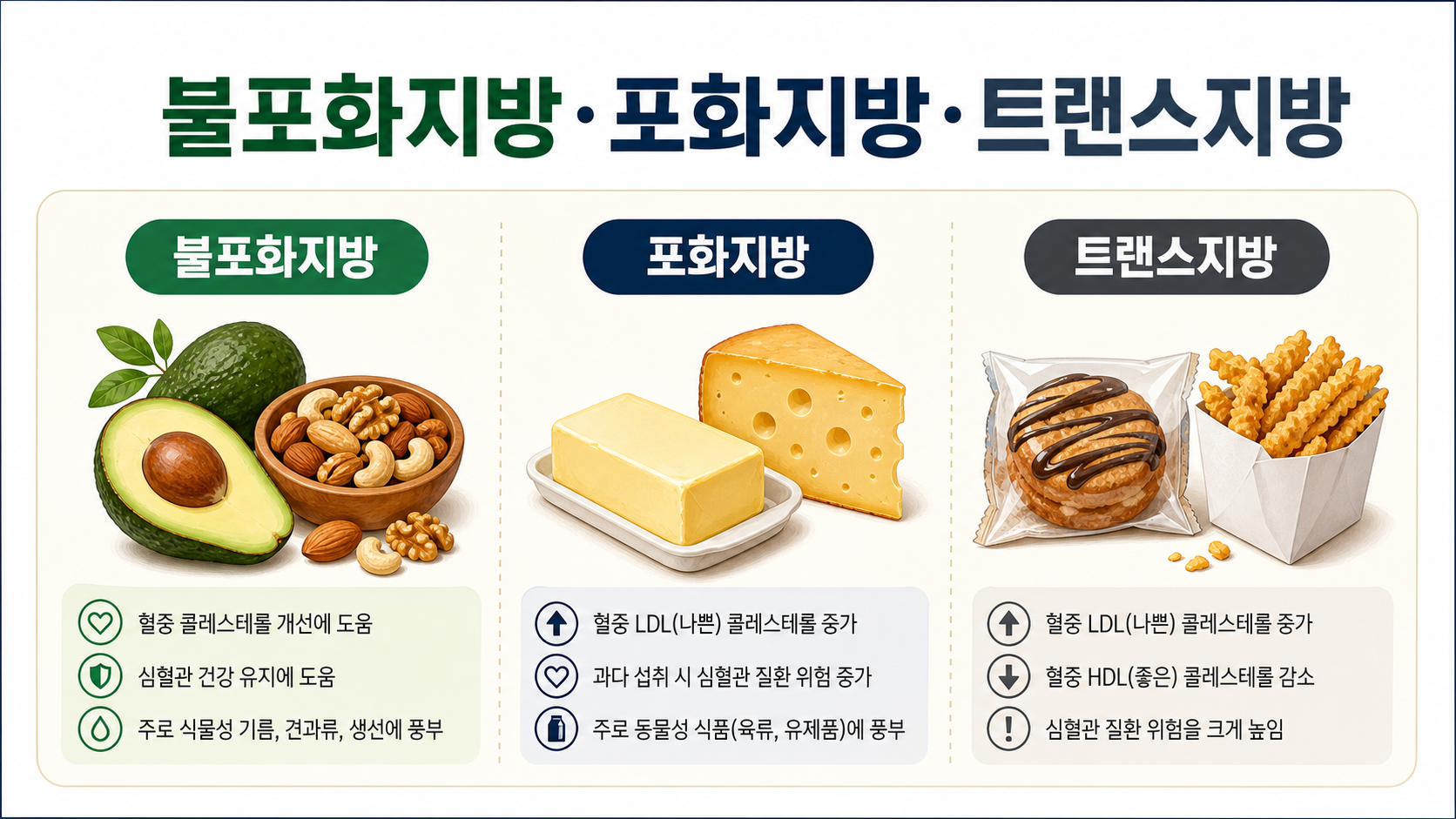 불포화지방 포화지방 트랜스지방 차이 정보카드