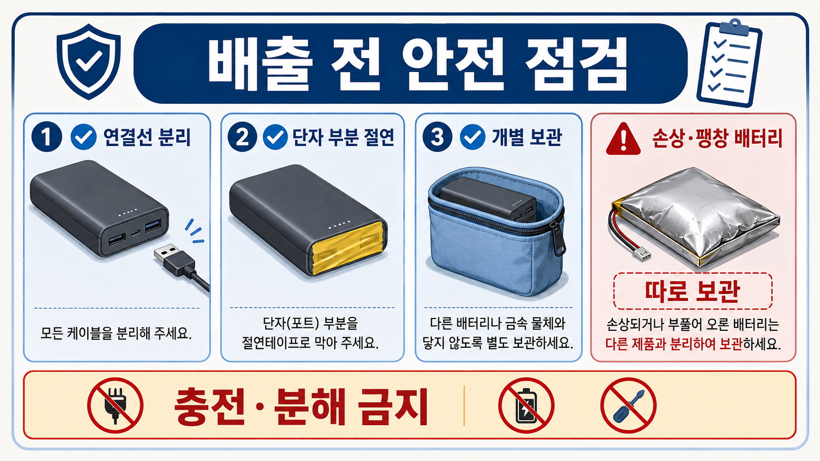 보조배터리 배출 전 안전 점검 정보카드