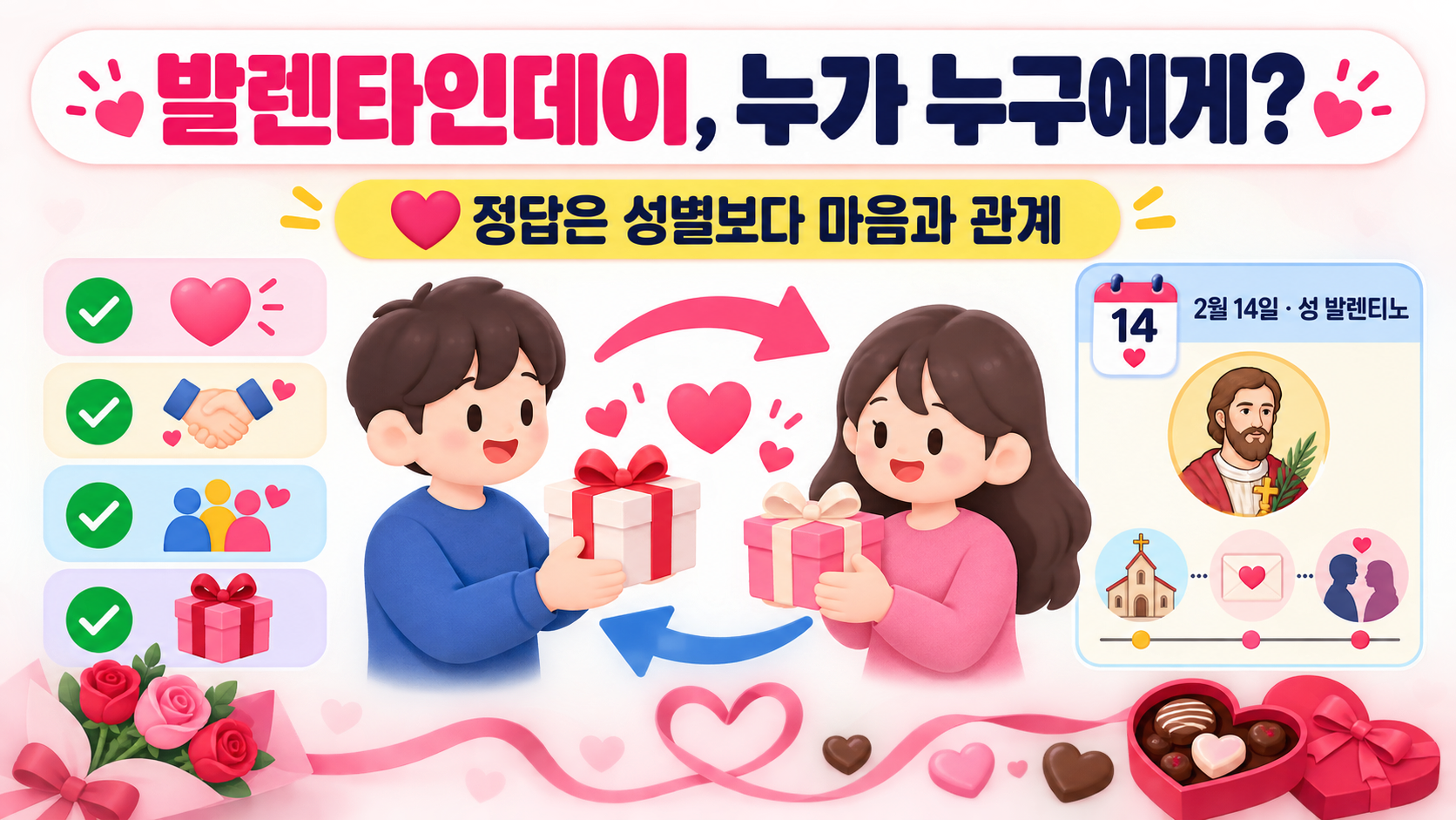 발렌타인데이 선물 대상과 관계 중심 예절을 보여 주는 한국어 정보카드