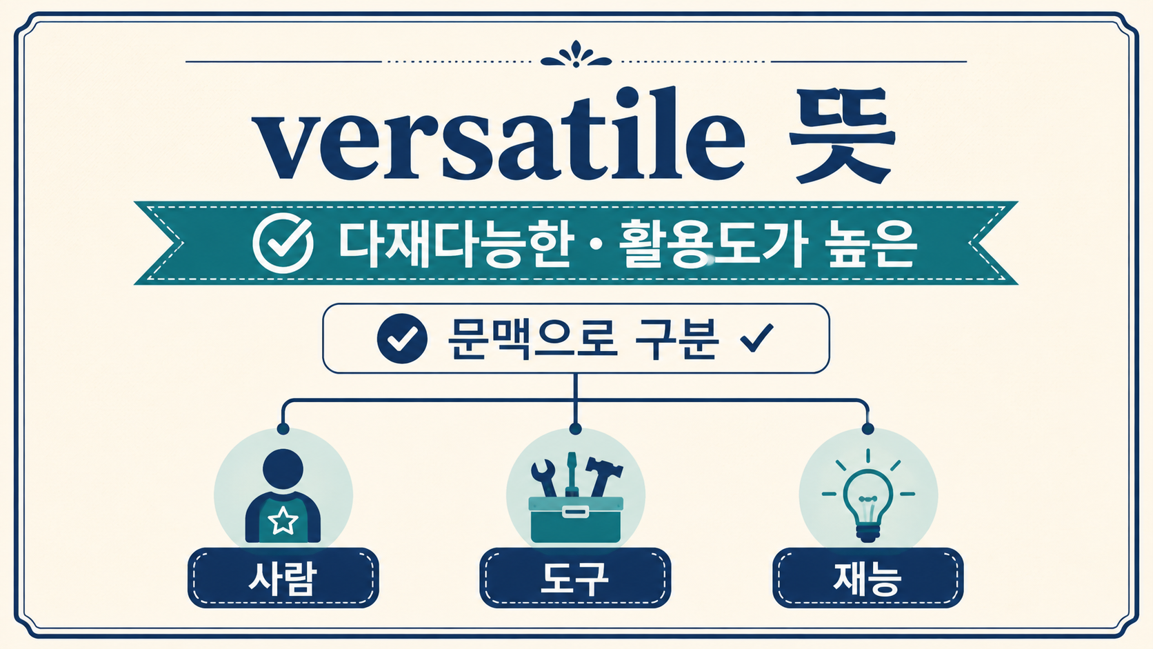 versatile 뜻과 문맥 구분 방법을 정리한 한국어 정보카드