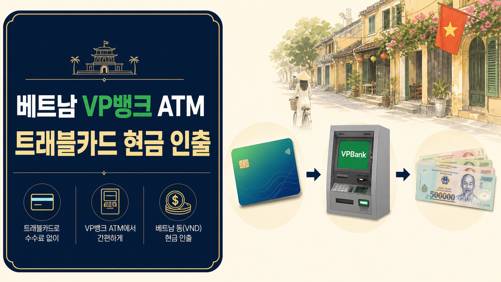 베트남 VP뱅크 ATM 트래블카드 현금 인출 정보 카드