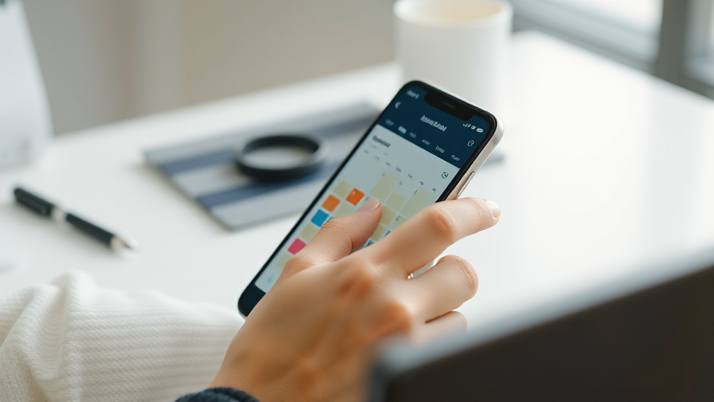 스마트폰 달력으로 약속 시간을 확인하는 장면
