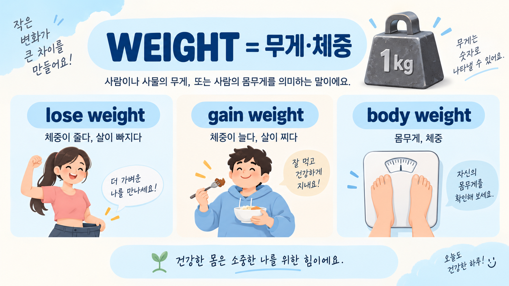 weight의 대표 결합 표현을 설명하는 정보카드