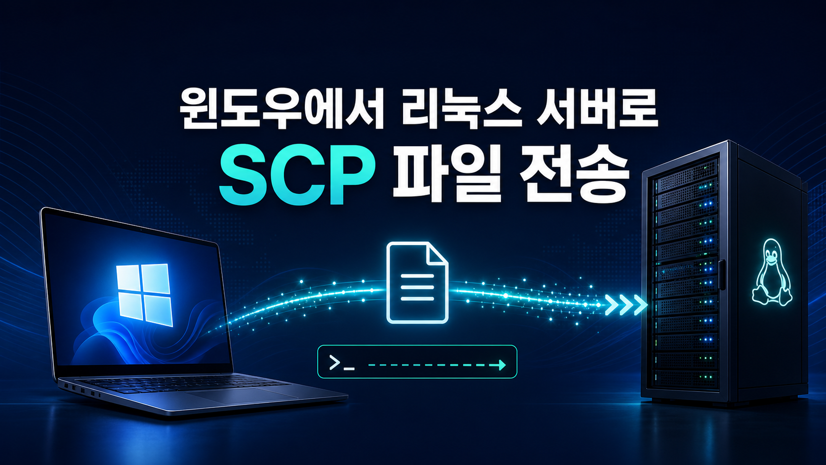 윈도우에서 리눅스 서버로 SCP 파일을 전송하는 정보 카드