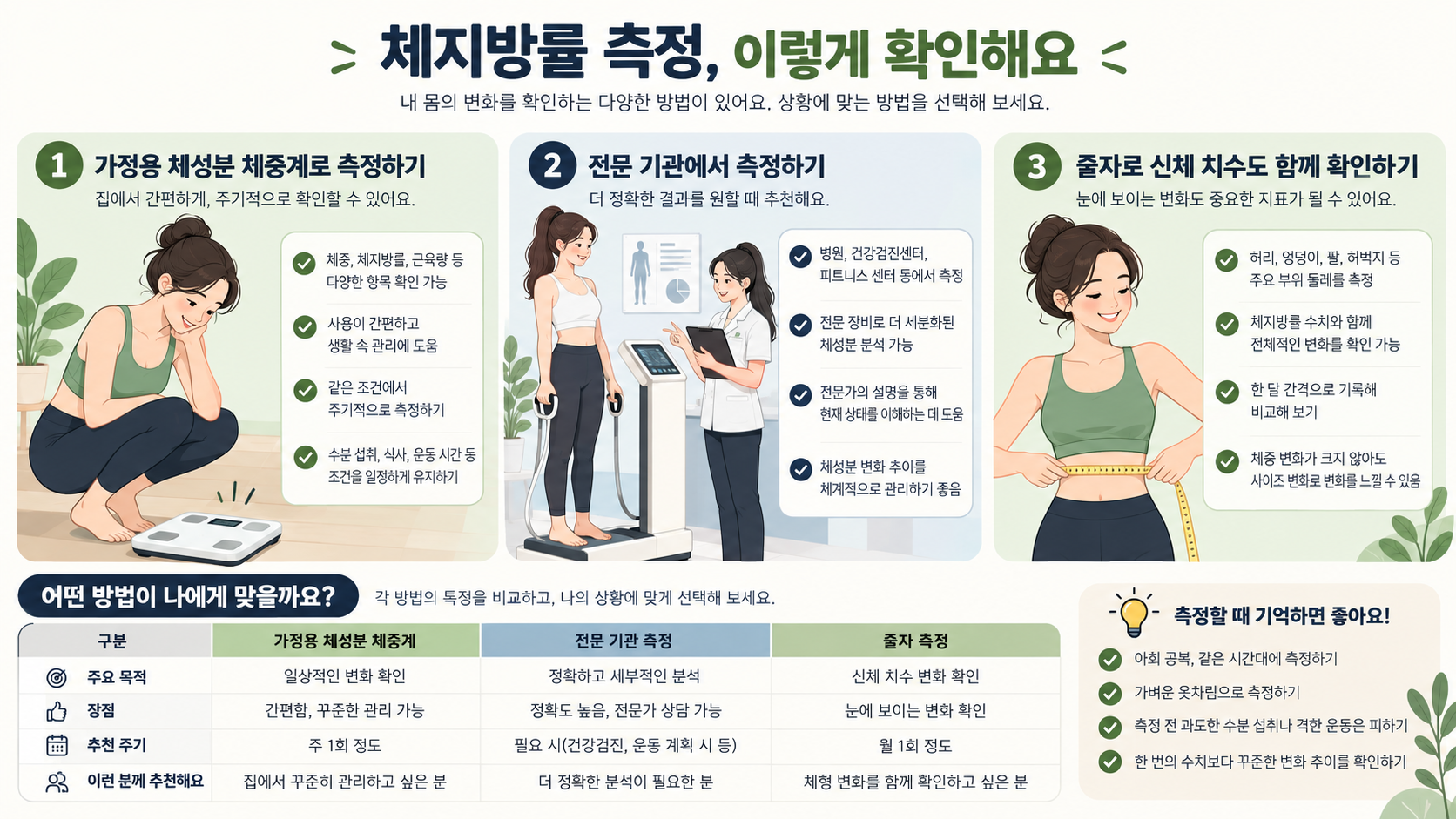 체지방률 측정 조건을 비교하는 한국형 정보카드