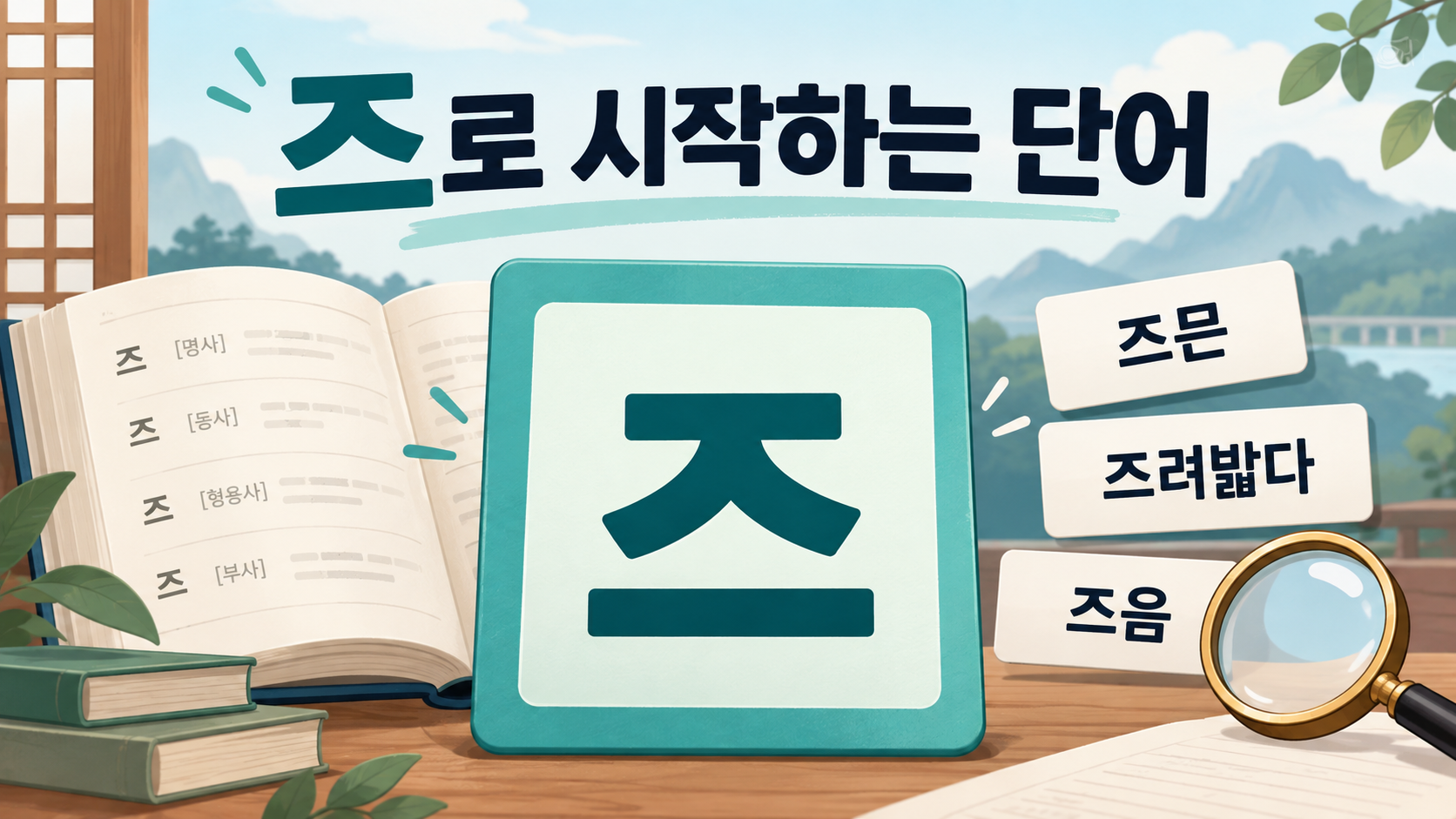 즈로 시작하는 단어를 찾는 한국어 사전 정보카드