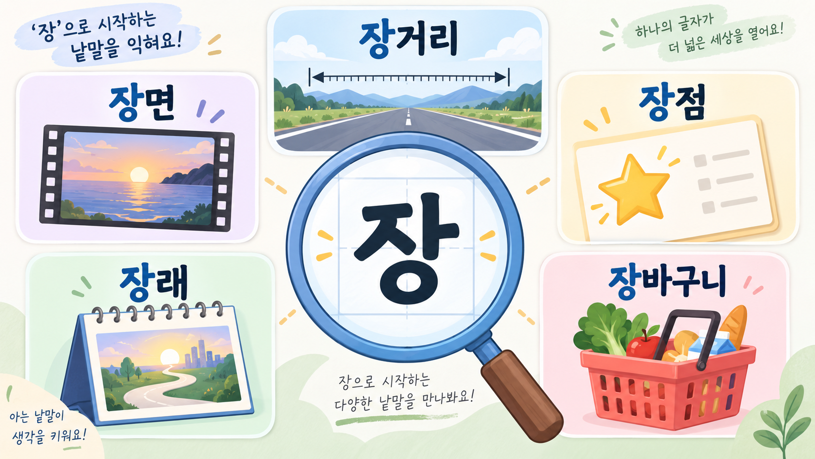 장으로 시작하는 낱말을 분류하는 한국형 정보카드