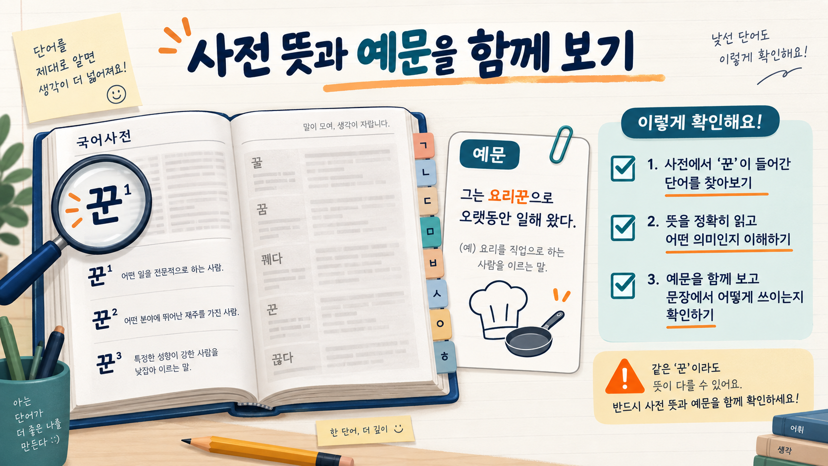 사전에서 표제어와 사용 범주를 확인하는 안내 그림