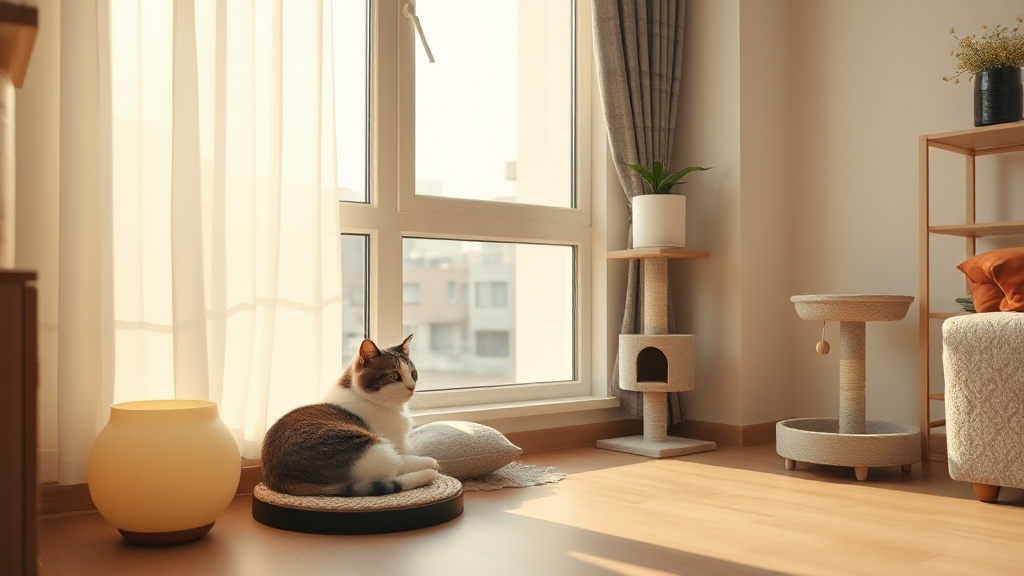 집에서 편안히 쉬는 반려 고양이