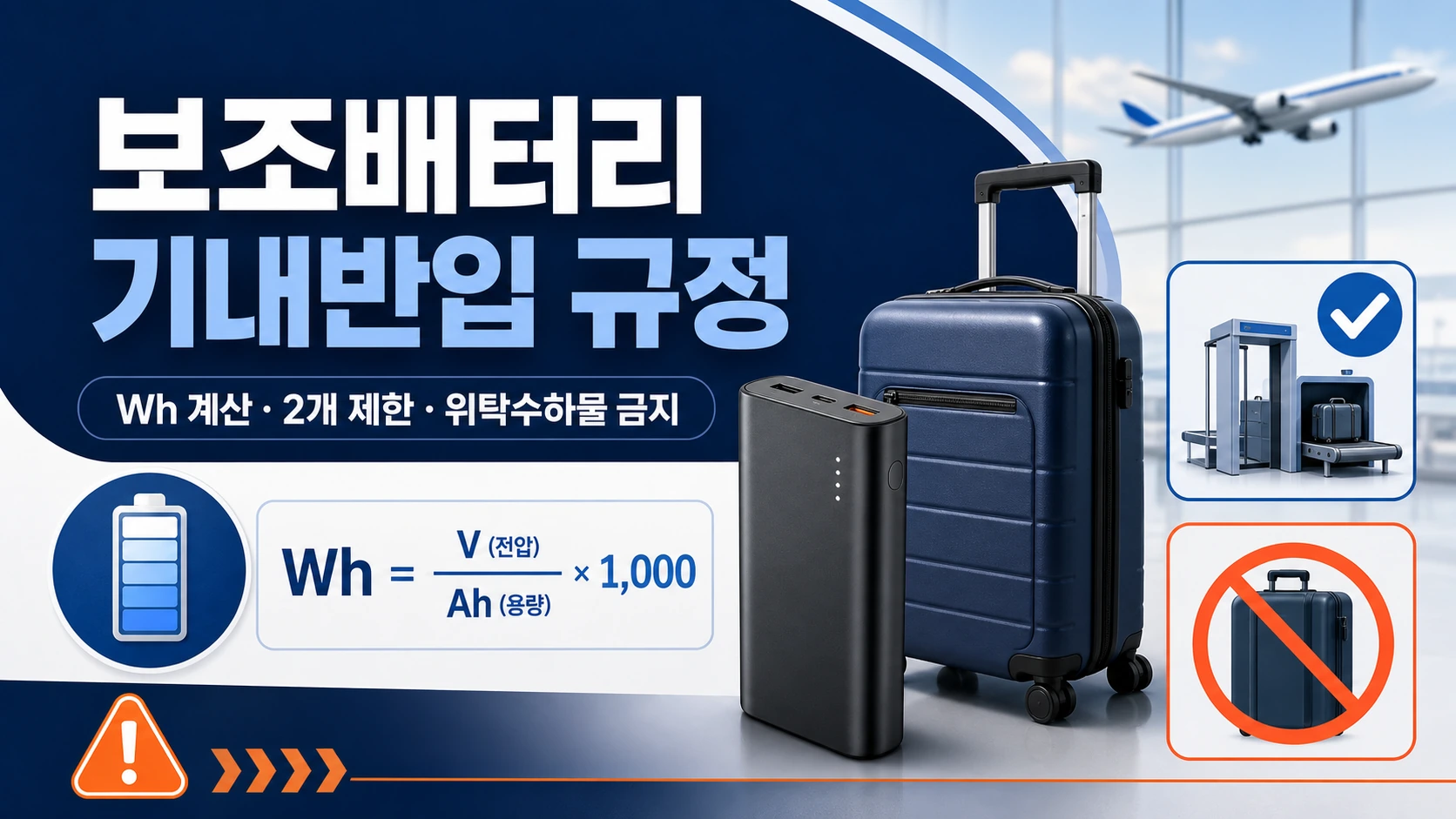 비행기 보조배터리 기내반입 규정 대표 이미지