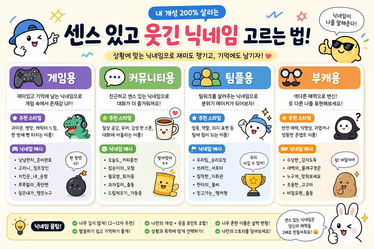 웃긴 닉네임 추천 생성기: 게임·커뮤니티·팀플용 센스있는 이름 모음 보조 이미지