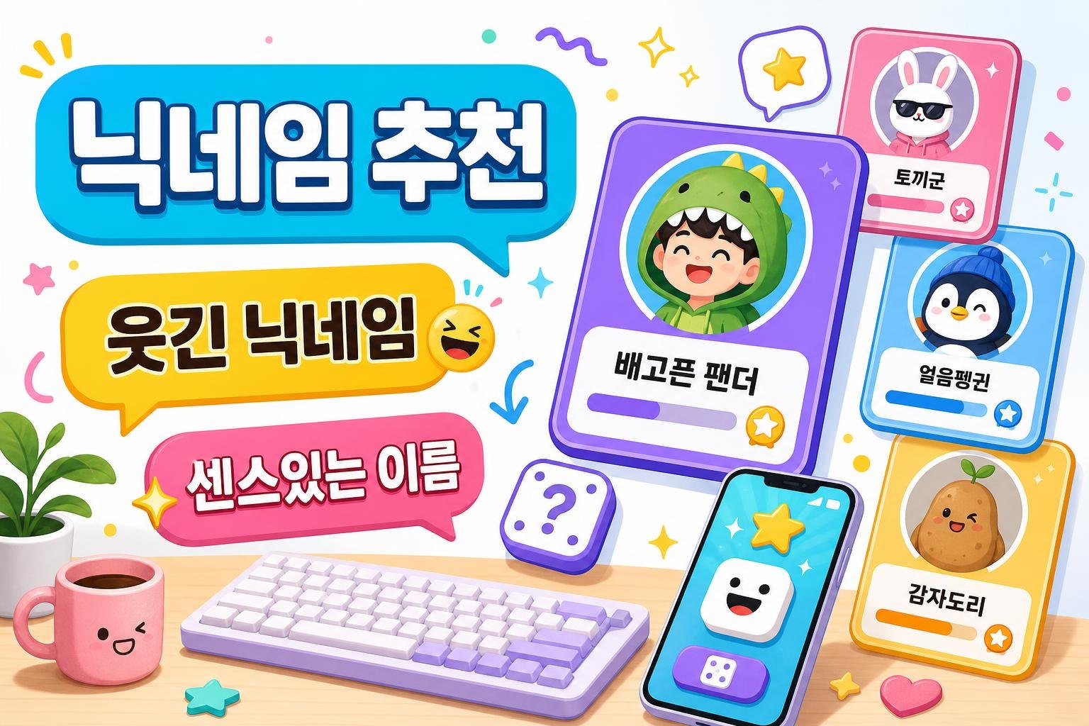 웃긴 닉네임 추천 생성기: 게임·커뮤니티·팀플용 센스있는 이름 모음 대표 이미지