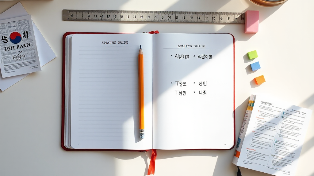사전과 노트, 연필을 정리한 밝은 학습용 책상