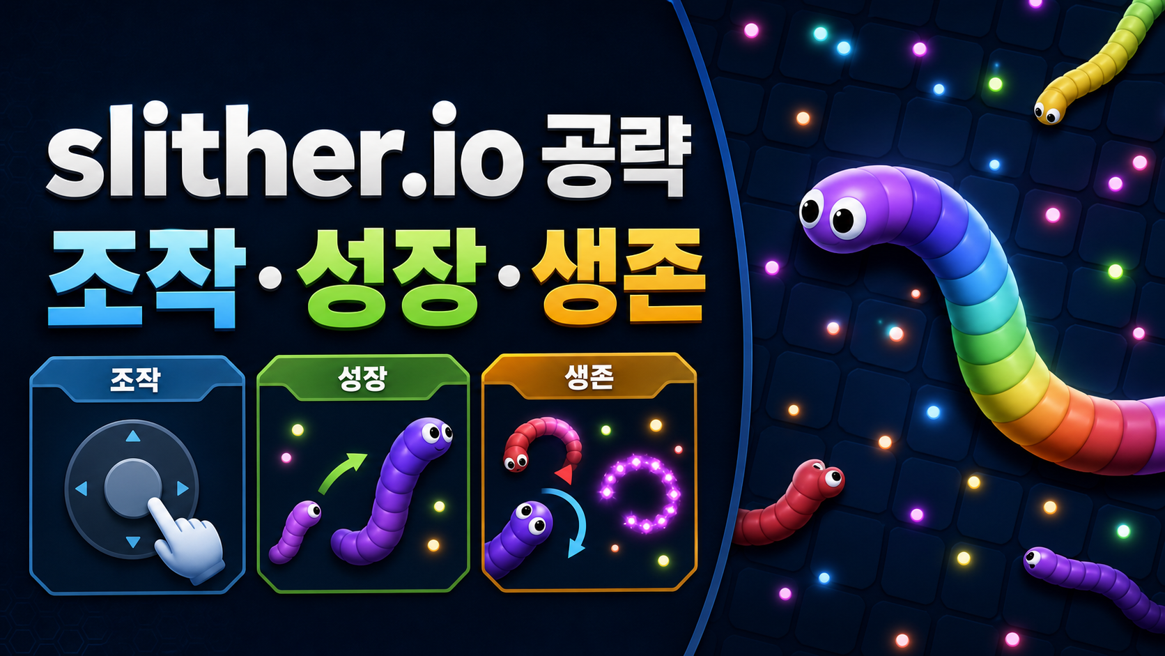 slither.io 조작 성장 생존 정보카드