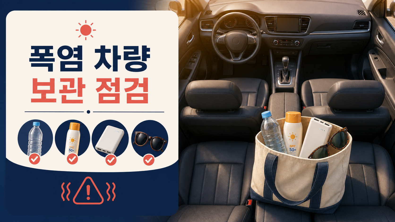 폭염 차량 안에 두지 말아야 할 물건을 정리한 정보 카드