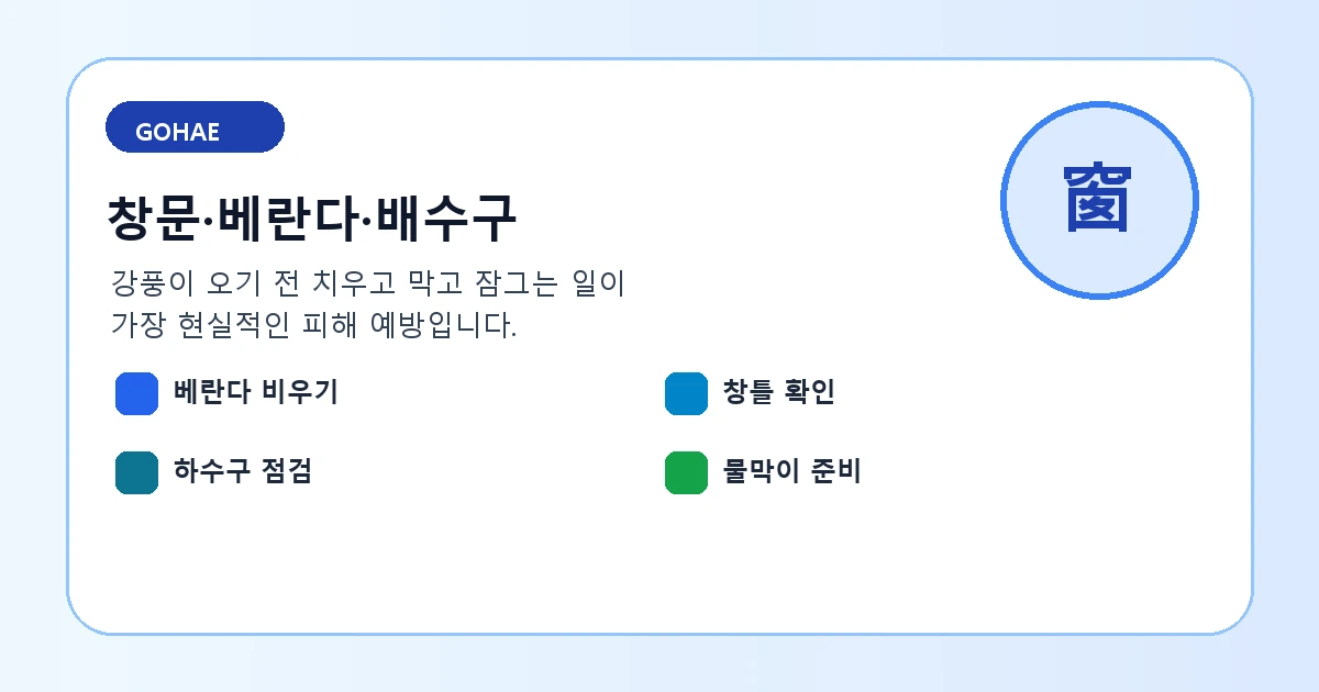 태풍 전 창문 베란다 배수구 점검 순서 이미지
